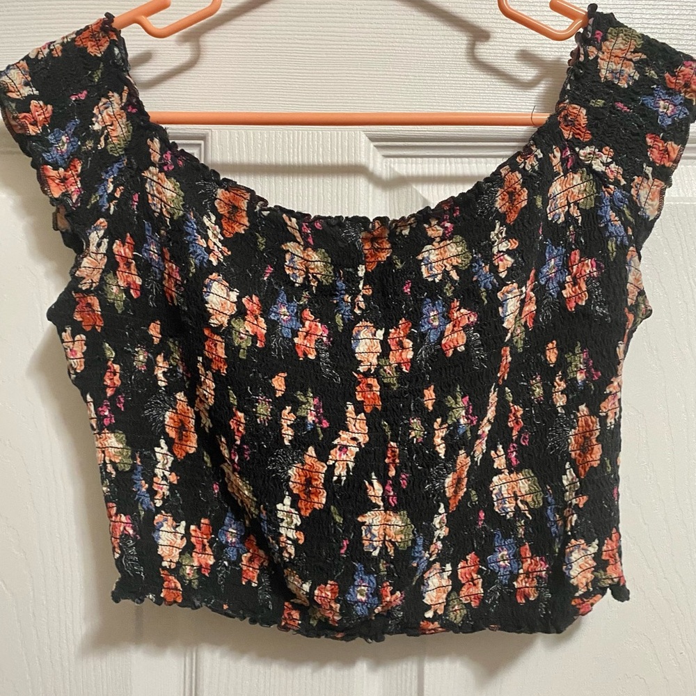 Floral Black Top